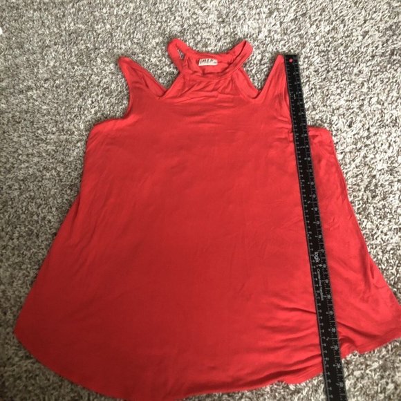 H.I.P. Long Sleeve Red Detail Neck Cold Shoulder Large Medium Shirt - Picture 7 of 12